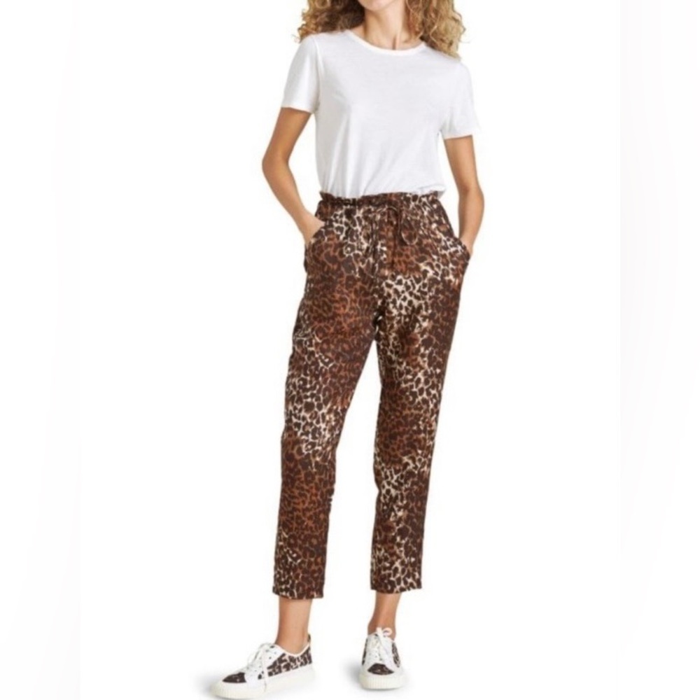 Veronica Beard Oksana Pant sz Brown Animal Print Paperbag Cropped‎ XXS Sz 00